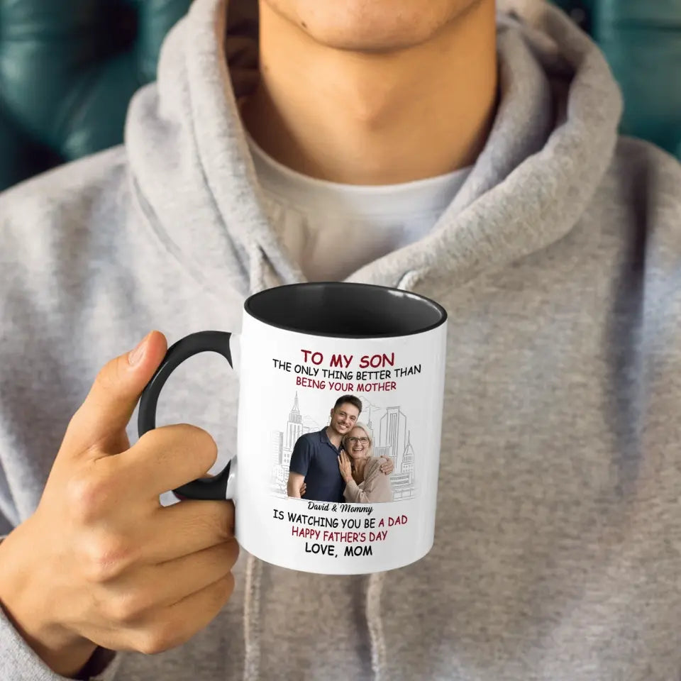 Custom Photo My Son Is My Pride And Joy - Family Personalized Custom Accent Mug