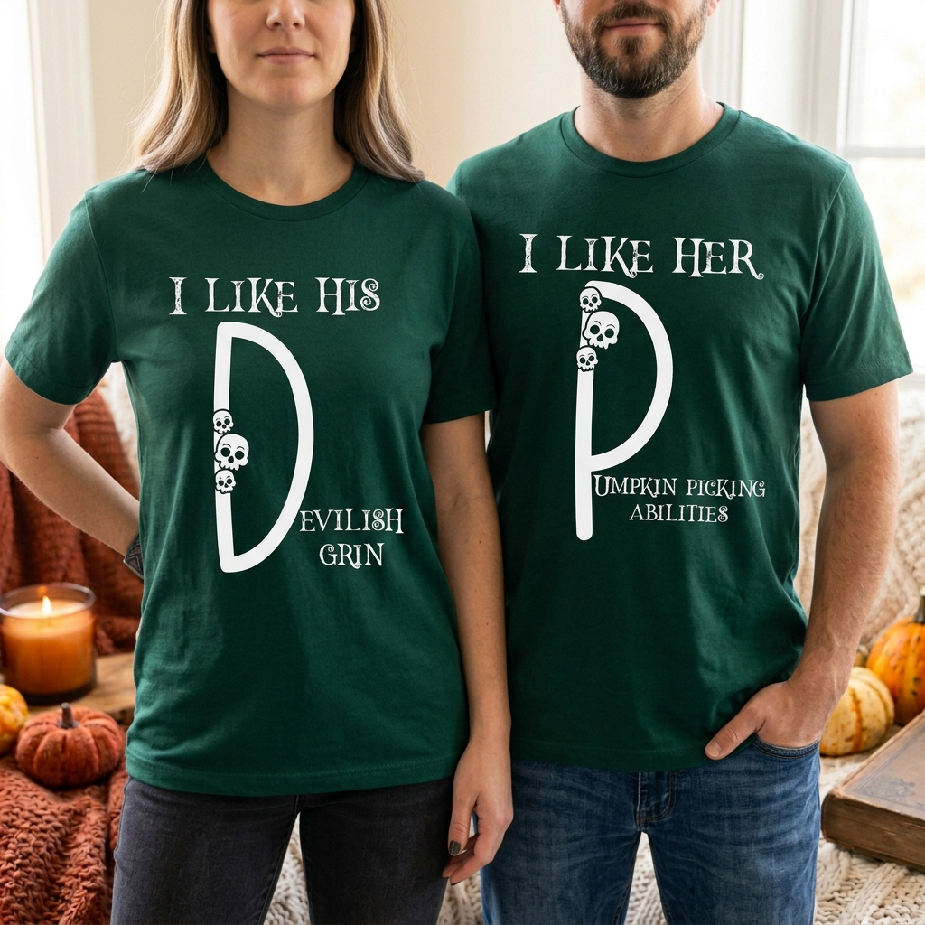 Matching Halloween Couple Shirts: Pumpkin Patch Outfit Ideas