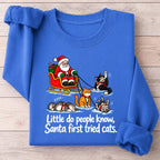 Little Do People Know Santa First Tried Cats Funny Christmas Shirt