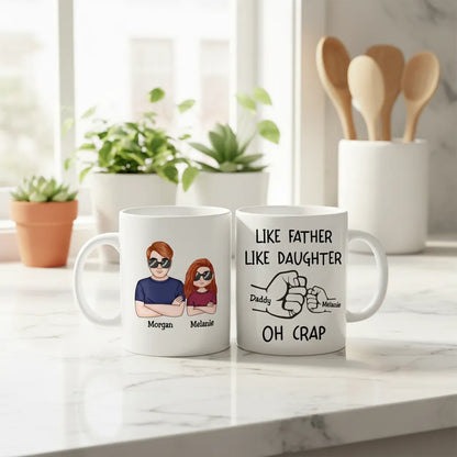 Like Father Like Daughter Fist Bump Handshake - Personalized Mug