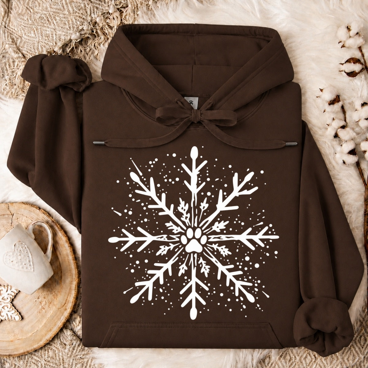 Paw Print Snowflake Christmas Oversized Hoodie