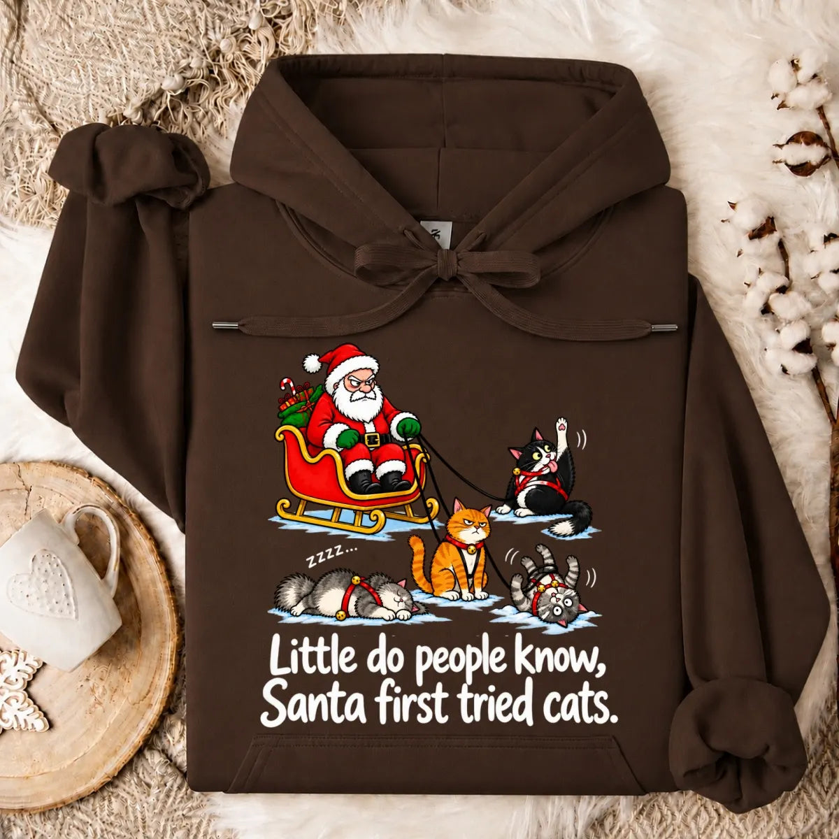 Little Do People Know Santa First Tried Cats Funny Christmas Shirt