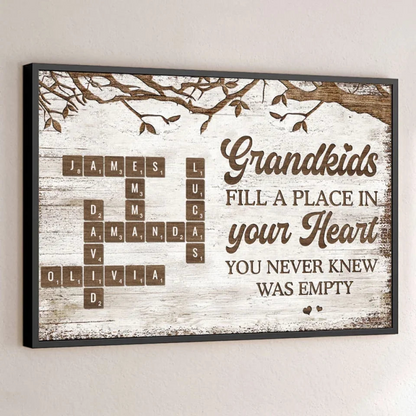 Grandchildren Make Life More Grand - Family Personalized Custom Horizontal Poster - Gift For Grandma, Grandpa, Grandkid