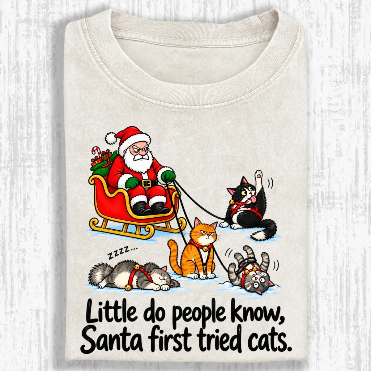 Little Do People Know Santa First Tried Cats Funny Christmas Shirt