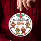 Ornement de Noël personnalisé en acrylique rond, effet gonflé 3D, motif Bonshommes en pain d'épices Grand-mère Grand-père Perfect Patch