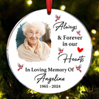 Custom Photo In Loving Memory Christmas Memorial - Personalized Circle Ornament
