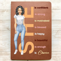 She Is Confident Strong Motivated - Personalized Leather Journal