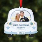 Ornement cadre photo personnalisé pour premier Noël ensemble, cadeau pour jeunes mariés, ornement photo suspendu pour voiture, cadeau pour première voiture, cadeau pour obtention du permis de conduire