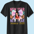 Neujahr Coquette 2025, Frohes neues Jahr 2025 Retro personalisiertes Shirt, 12 neue Kapitel