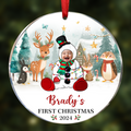 Custom Photo Baby's First Christmas Funny Face - Personalized Circle Ornament
