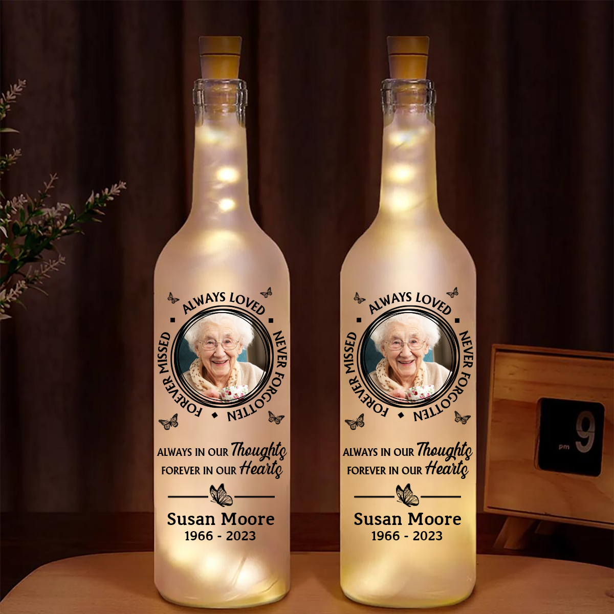 Custom Photo Memorial Always Loved Never Forgotten - Personalized Bottle Light
