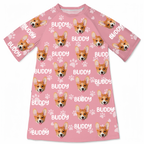 Personalisiertes Damen-Schlafshirt mit lustigem Foto-Motiv von Haustier-Gesichtern – Hund & Katze