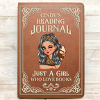 A Girl Who Loves Books Reading Journal - Personalized Leather Journal
