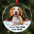 Individuelles Foto „You Left Paw Prints“ Tiergedenken – Personalisiertes rundes Acryl-Ornament