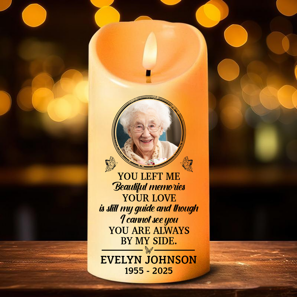 Bougie LED sans flamme personnalisée - Souvenir photo personnalisé « Tu m'as laissé de merveilleux souvenirs »