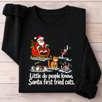 Little Do People Know Santa First Tried Cats Funny Christmas Shirt