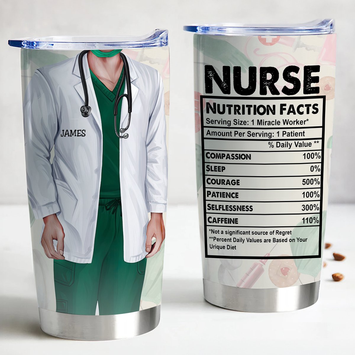 20oz Nurse Nutrition Facts - Customized Insulated Tumbler