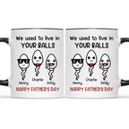 Wir haben früher in deinen Eiern gelebt - Personalisierte Tasse mit Namen - Geschenk für Vatertag, Muttertag, Geburtstag für Papa, Mama