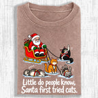 Little Do People Know Santa First Tried Cats Funny Christmas Shirt