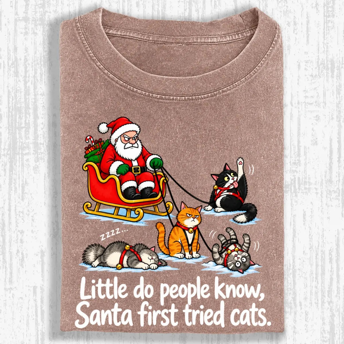 Little Do People Know Santa First Tried Cats Funny Christmas Shirt