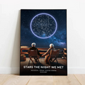 Custom Star Map Personalized Poster, Romantic Old Couple Sitting on the Beach