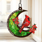 Memorial Cardinal Stained Glass Moon - Personalized Window Hanging Suncatcher Ornament