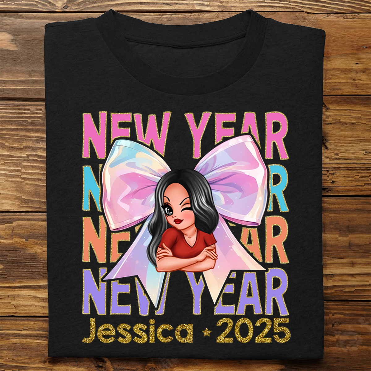 New year Coquette 2025, Happy New Year 2025 Retro Personalized Shirt, 12 New Chapters