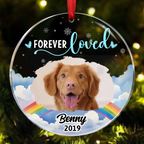 Individuelles Foto-Andenken für Haustiere „Forever Loved“ – Personalisiertes rundes Acryl-Ornament