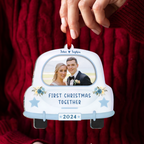 Ornement cadre photo personnalisé pour premier Noël ensemble, cadeau pour jeunes mariés, ornement photo suspendu pour voiture, cadeau pour première voiture, cadeau pour obtention du permis de conduire