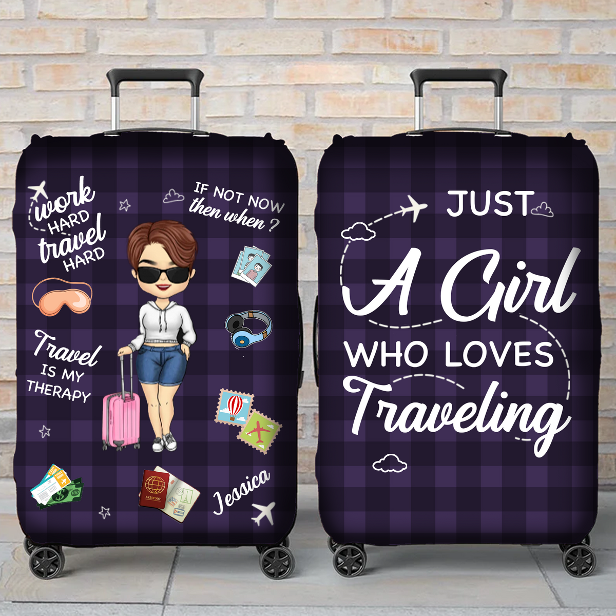 Live With No Excuses Travel With No Regrets - Travel Personalized Custom Luggage Cover - Holiday Vacation Gift, Gift For Adventure Travel Lovers