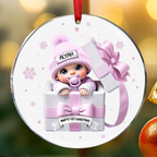 Baby Inside Gift Box Personalized Ceramic Ornament, Baby First Christmas Keepsake