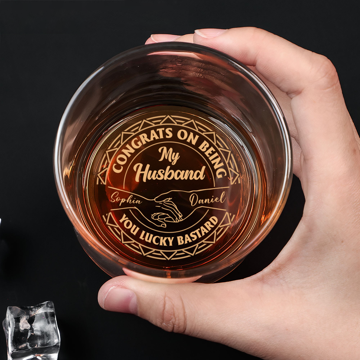 Couple Congrats On Being My Husband You Lucky Man - Personalized Engraved Whiskey Glass