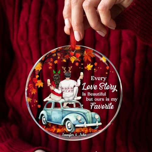 Weihnachten Jede Liebesgeschichte ist wunderschön – Personalisiertes rundes Acryl-Ornament