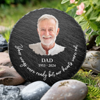 Individueller Foto-Gedenkstein „Your Wings Were Ready“ – Personalisierter runder Gedenkstein für den Garten