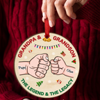 Personalized Grandpa and Grandson Legend Legacy Circle Ornament