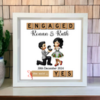 Personalized Couple Engagement Gift Photo Frame, Marriage Proposal Custom Just Engaged Valentine's Day Gifts for Couples