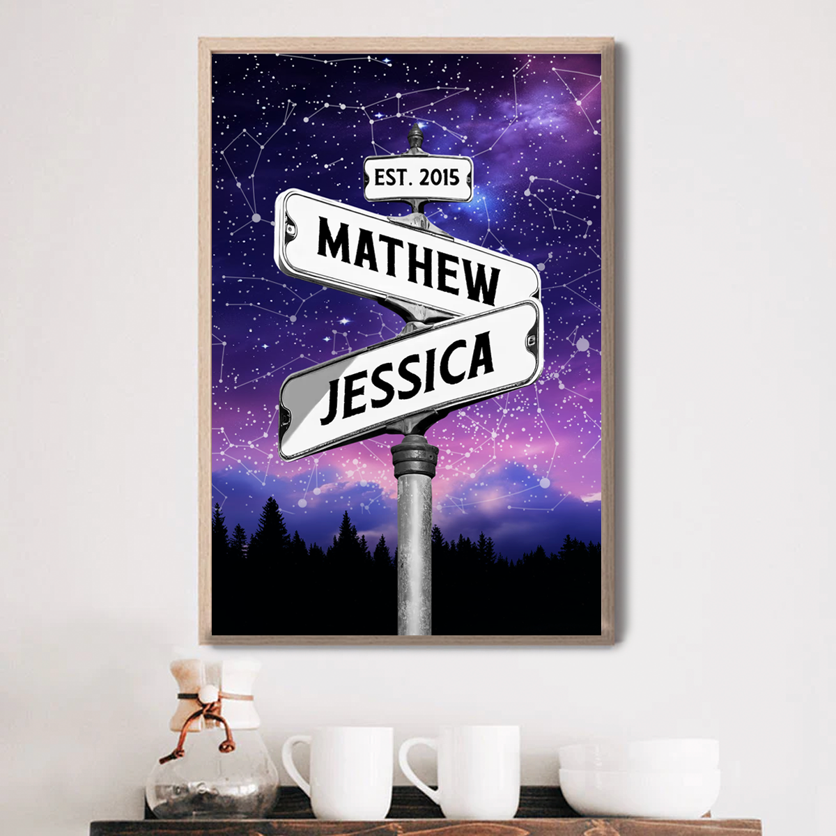 Couple Constellation Custom Star Map Street Sign Personalized Poster, Perfect Home Decor, Engagement Gift Wedding Gift Anniversary Gift For Couple