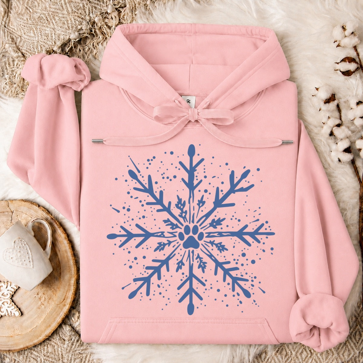 Paw Print Snowflake Christmas Oversized Hoodie