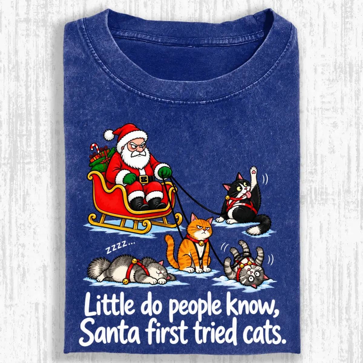 Little Do People Know Santa First Tried Cats Funny Christmas Shirt