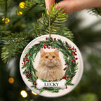 Individuelles Foto von niedlichem Haustiergesicht - Weihnachtsgeschenk für Tierliebhaber, Tiergedenken - Personalisierter runder Keramikschmuck