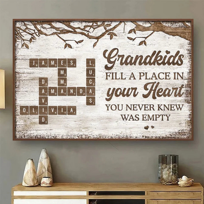 Grandchildren Make Life More Grand - Family Personalized Custom Horizontal Poster - Gift For Grandma, Grandpa, Grandkid