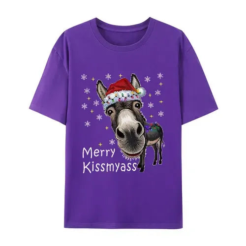 Funny Donkey Merry Kissmyass Christmas Shirt