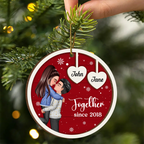 Coupe Kissing Heart Strings Christmas Personalized Wooden Ornament