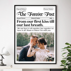 Couple Newspaper Anniversary Gift Valentine's Day Gift Photo Collage Personalized Poster