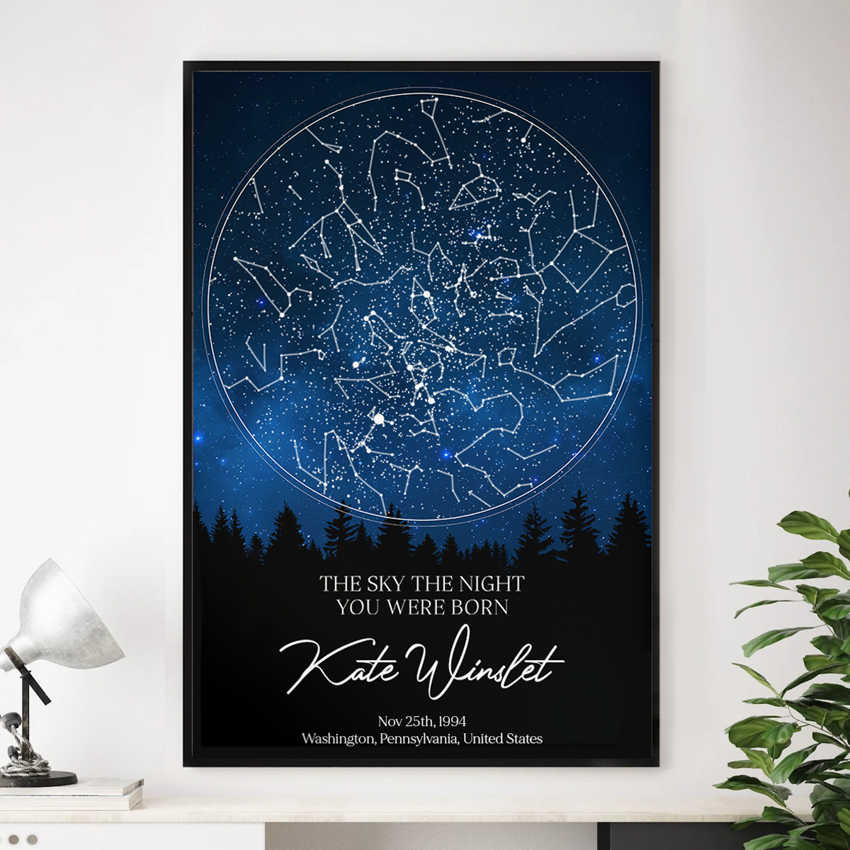 The Stars on the Night You Were Born Custom Star Map, Heartfelt Gift for Husband, Wife, Daughter, Son, Granddaughter, Grandson, Birthday Gift