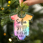 Décoration de Noël personnalisée en acrylique pour bébé ou tout-petit - Nom et informations personnalisables