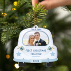 Ornement cadre photo personnalisé pour premier Noël ensemble, cadeau pour jeunes mariés, ornement photo suspendu pour voiture, cadeau pour première voiture, cadeau pour obtention du permis de conduire