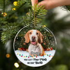Individuelles Foto „You Left Paw Prints“ Tiergedenken – Personalisiertes rundes Acryl-Ornament
