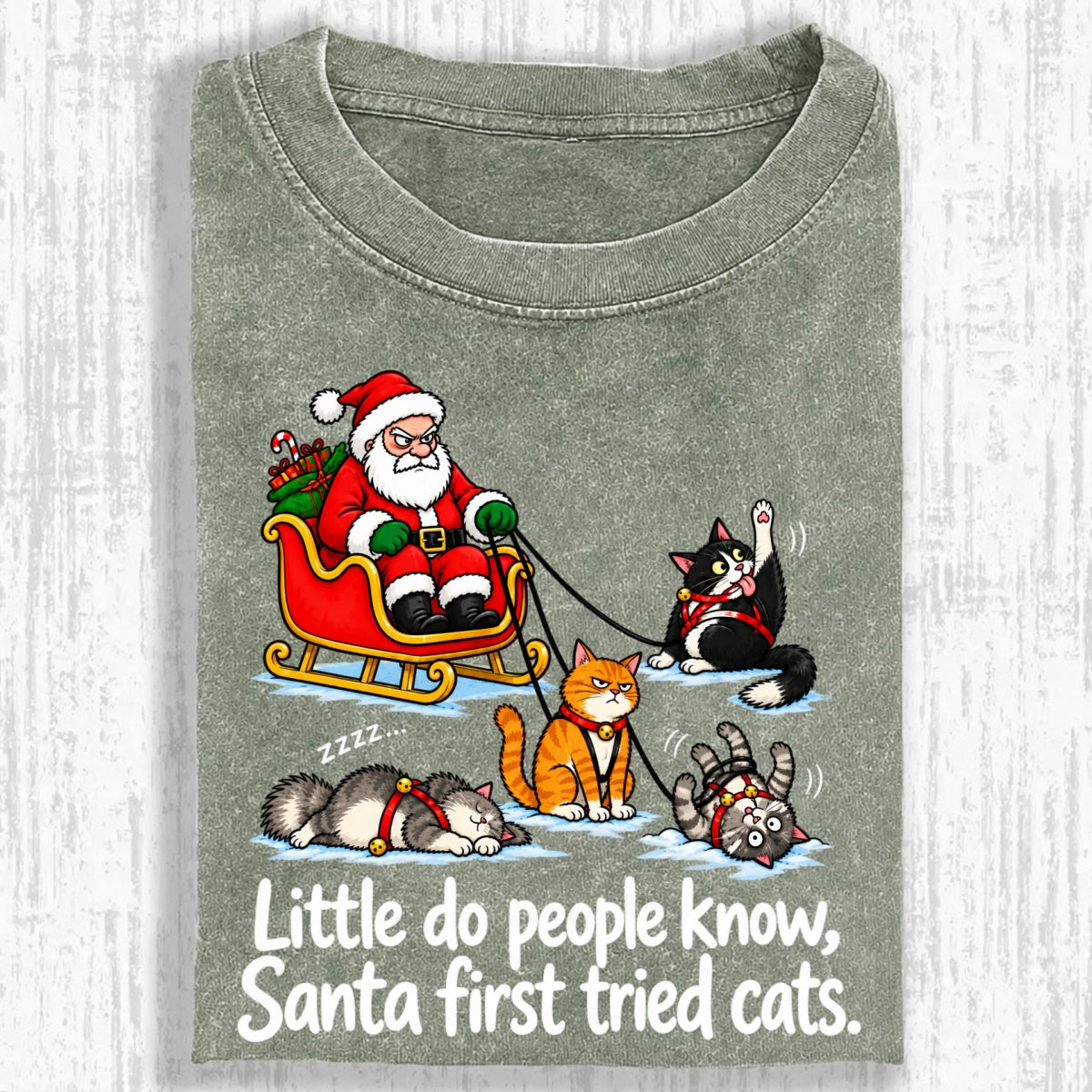 Little Do People Know Santa First Tried Cats Funny Christmas Shirt