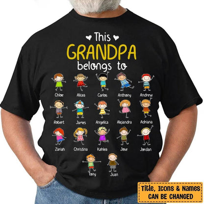 Personalized 'This Grandpa Belongs To' Hoodie, Shirt, Sweatshirt & Doodle Kid Gift